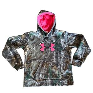 Under Armour Women’s Realtree Camo Hoodie Pink Logo Pullover | Size XL